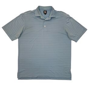 FootJoy Polo Shirt Mens L Large Spa Blue Short Sleeve Stretch Striped Golf